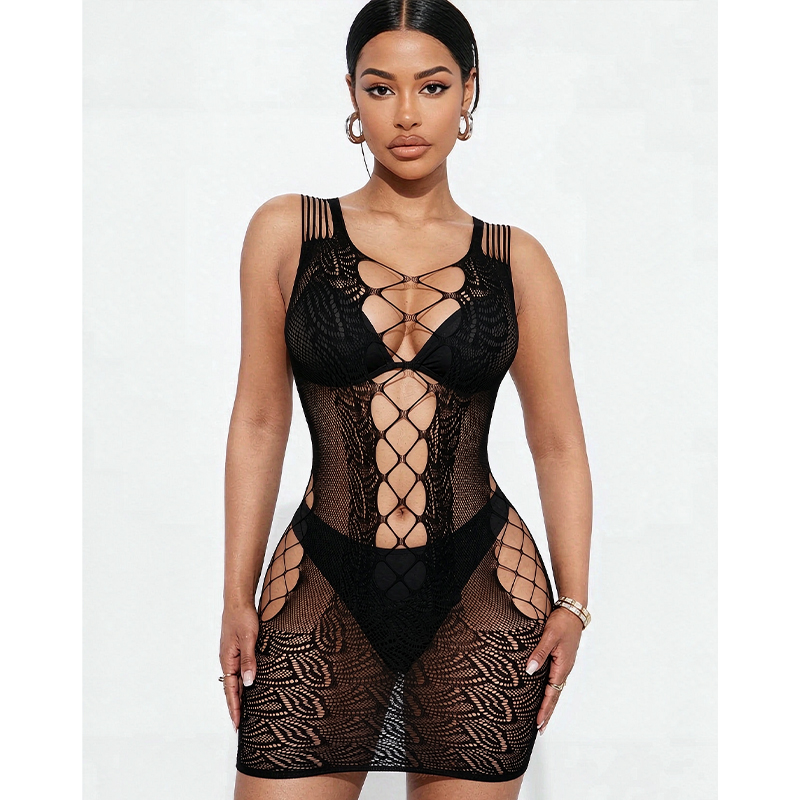 Sexy Mesh Sheer Bodycon Dress - Lencería sexy para dormir, ropa interior