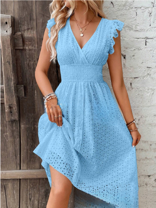 Vestido Midi de Verano de Algo - French Vintage Floral Midi Dress reseña y precio