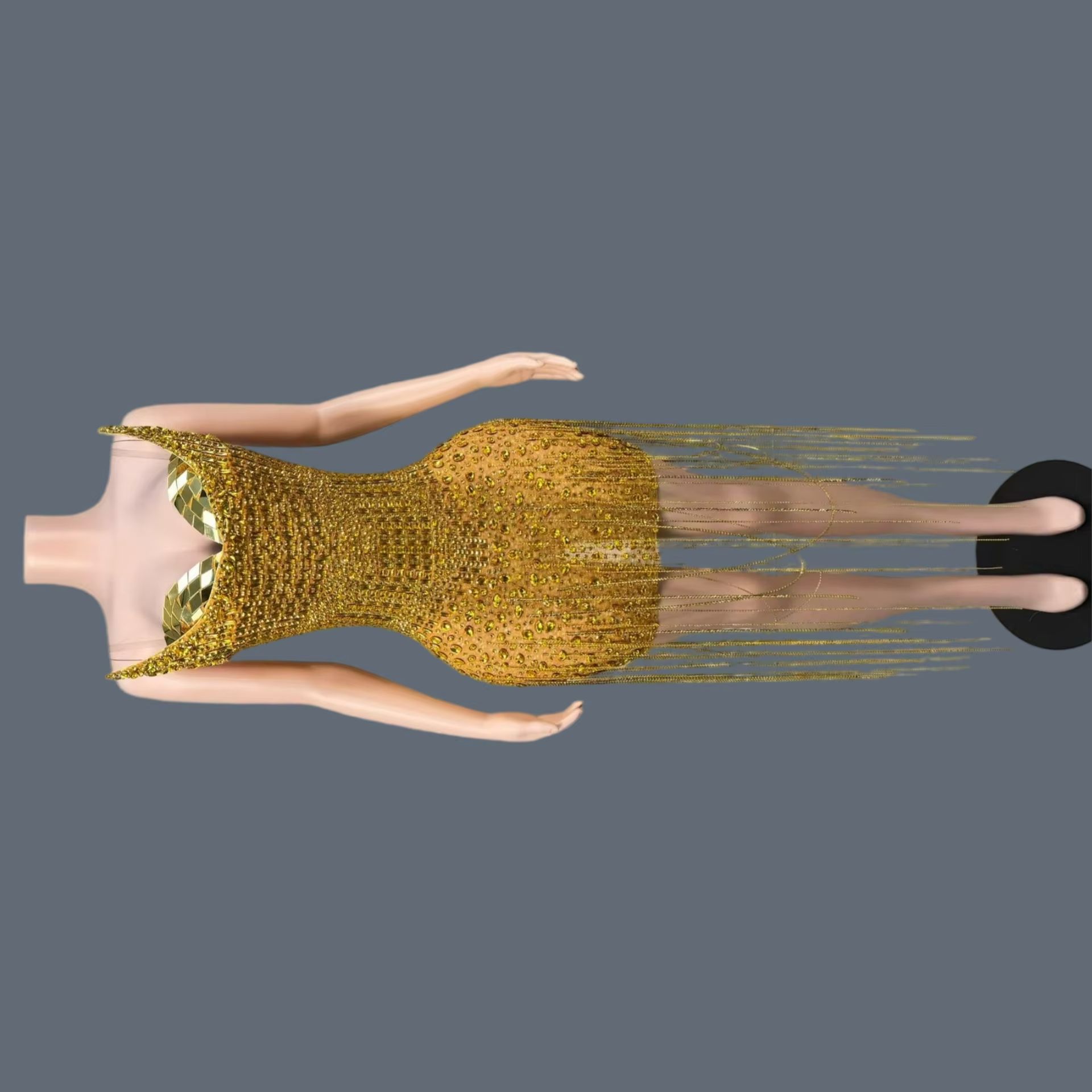 Vestido de cóctel dorado de lu - Sparkly Rhinestone Club Party Dress reseña y precio